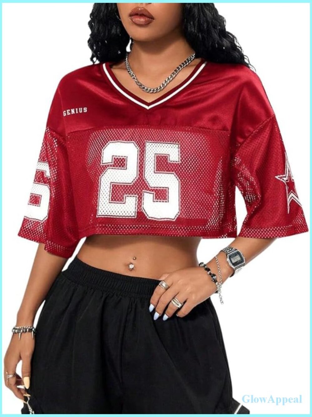 Y2K Crop Top Streetwear Short Sleeve T-Shirt Football Jersey Tee